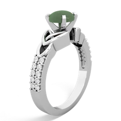 Jade Celtic Knot 6Mm Round Engagement 14K White Gold ring R26446RD