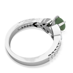 Jade Celtic Knot 6Mm Round Engagement 14K White Gold ring R26446RD