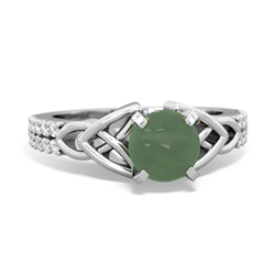 Jade Celtic Knot 6Mm Round Engagement 14K White Gold ring R26446RD