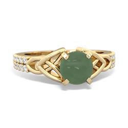 Jade Celtic Knot 6Mm Round Engagement 14K Yellow Gold ring R26446RD