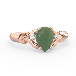 Jade Precious Pear 14K Rose Gold ring R0826