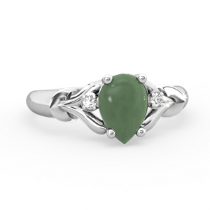 Jade Precious Pear 14K White Gold ring R0826