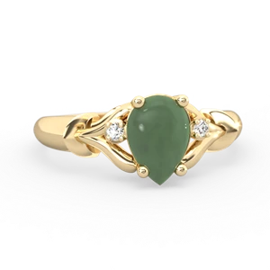 Jade Precious Pear 14K Yellow Gold ring R0826
