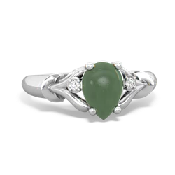 Jade Precious Pear 14K White Gold ring R0826