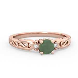 Jade Filligree Scroll Round 14K Rose Gold ring R0829