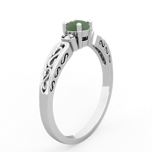 Jade Filligree Scroll Round 14K White Gold ring R0829