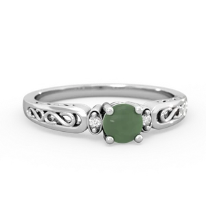 Jade Filligree Scroll Round 14K White Gold ring R0829