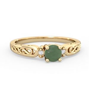 Jade Filligree Scroll Round 14K Yellow Gold ring R0829