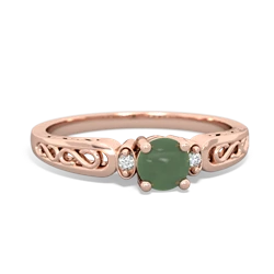 Jade Filligree Scroll Round 14K Rose Gold ring R0829