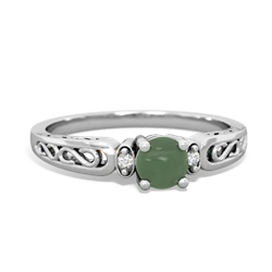 Jade Filligree Scroll Round 14K White Gold ring R0829