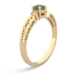 Jade Filligree Scroll Round 14K Yellow Gold ring R0829