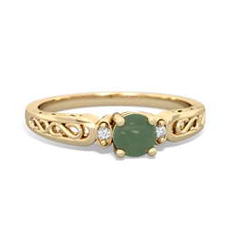 Jade Filligree Scroll Round 14K Yellow Gold ring R0829