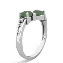 Jade Snuggling Hearts 14K White Gold ring R2178