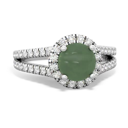 Jade Pave Halo 14K White Gold ring R5490