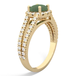 Jade Pave Halo 14K Yellow Gold ring R5490