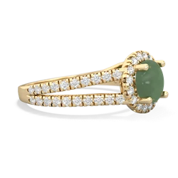 Jade Pave Halo 14K Yellow Gold ring R5490