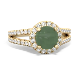 Jade Pave Halo 14K Yellow Gold ring R5490