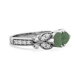 Jade Diamond Butterflies 14K White Gold ring R5601