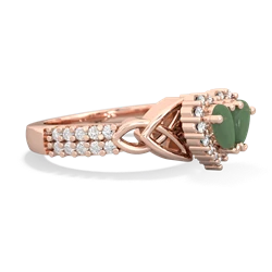 Jade Celtic Knot Two Hearts As One 14K Rose Gold ring R2644HRT