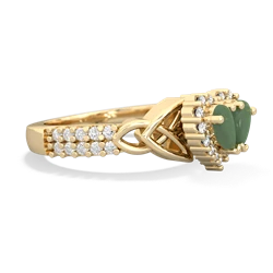Jade Celtic Knot Two Hearts As One 14K Yellow Gold ring R2644HRT