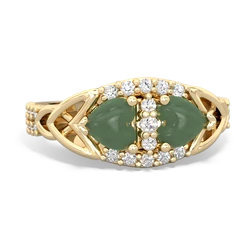 Jade Sparkling Celtic Knot 14K Yellow Gold ring R2645