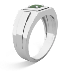 Jade Men's Squared Circle 14K White Gold ring R0480