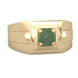 Jade Men's Squared Circle 14K Yellow Gold ring R0480