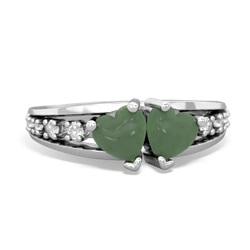 Jade Heart To Heart 14K White Gold ring R3342