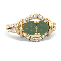 Jade Art-Deco Keepsake 14K Yellow Gold ring R5630