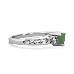 Jade Filligree Scroll Heart 14K White Gold ring R2429