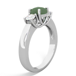 Jade Diamond Three Stone Round Trellis 14K White Gold ring R4018