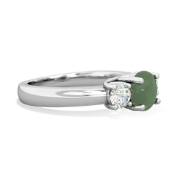 Jade Diamond Three Stone Round Trellis 14K White Gold ring R4018