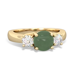 Jade Diamond Three Stone Round Trellis 14K Yellow Gold ring R4018