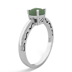 Jade Milgrain Filigree 14K White Gold ring R5090