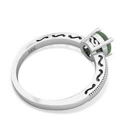 Jade Milgrain Filigree 14K White Gold ring R5090