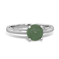 Jade Milgrain Filigree 14K White Gold ring R5090