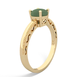 Jade Milgrain Filigree 14K Yellow Gold ring R5090