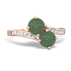 Jade Channel Set Two Stone 14K Rose Gold ring R5303