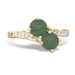 Jade Channel Set Two Stone 14K Yellow Gold ring R5303