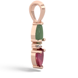 Jade Bowtie Drop 14K Rose Gold pendant P0865