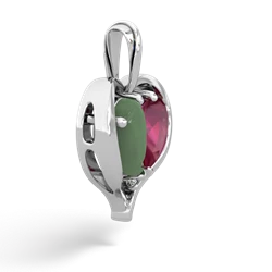 Jade Two Become One 14K White Gold pendant P5330