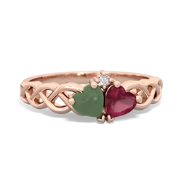 Jade Heart To Heart Braid 14K Rose Gold ring R5870