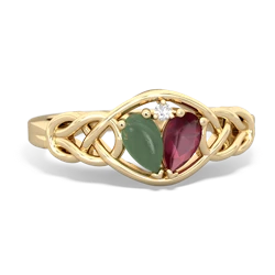 Jade Celtic Love Knot 14K Yellow Gold ring R5420