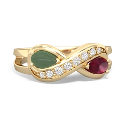 Jade Diamond Infinity 14K Yellow Gold ring R5390