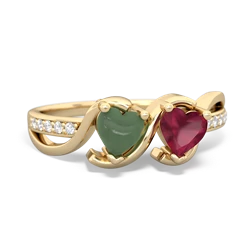 Jade Side By Side 14K Yellow Gold ring R3090