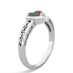 Jade Filligree 'One Heart' 14K White Gold ring R5070