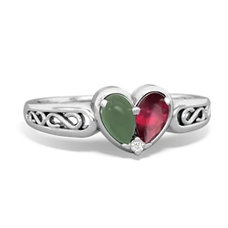 Jade Filligree 'One Heart' 14K White Gold ring R5070