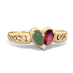 Jade Filligree 'One Heart' 14K Yellow Gold ring R5070