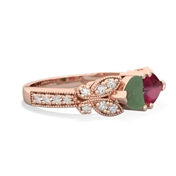 Jade Diamond Butterflies 14K Rose Gold ring R5601