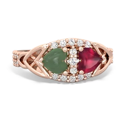 Jade Sparkling Celtic Knot 14K Rose Gold ring R2645